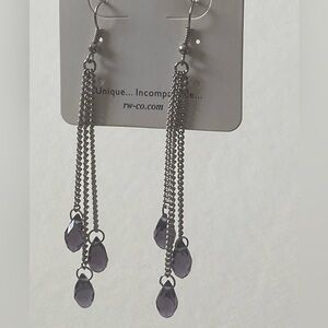 Silver and Purple Drop Earrings